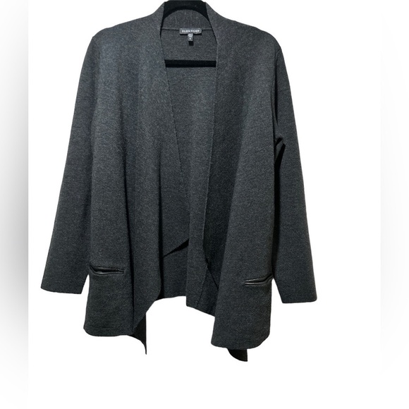 Eileen Fisher cardigan open front sweater dark gray size medium - Picture 1 of 6